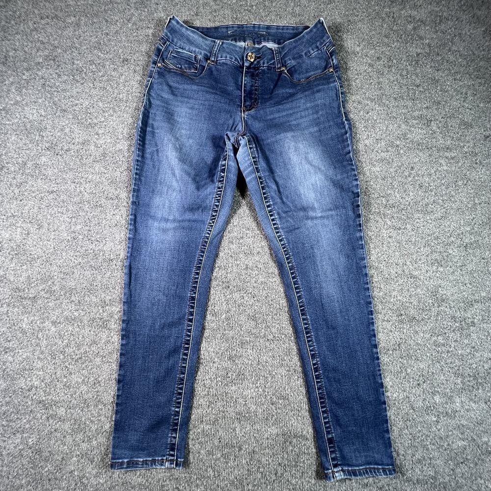 Seven7 Tummyless Skinny Jeans Womens 14 Blue Faded Denim Stretch High Rise